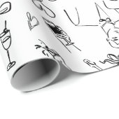 hand drawn wedding marriage bridal toile geschenkpapier (Rolleneckpunkt)