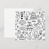 hand drawn wedding marriage champagne fountain einladung (Vorne/Hinten)