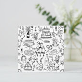 hand drawn wedding marriage champagne fountain einladung (Stehend Vorderseite)