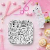 hand drawn wedding marriage champagne fountain pappteller (Party)