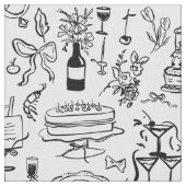 hand drawn wedding marriage champagne fountain stoff (Nahaufnahme)