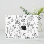 hand drawn wedding marriage engagement proposal einladung (Stehend Vorderseite)