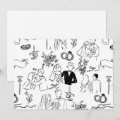 hand drawn wedding marriage engagement proposal einladung (Vorne/Hinten)