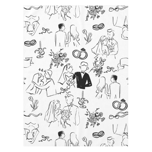 hand drawn wedding marriage engagement proposal tischdecke (Vorderseite)