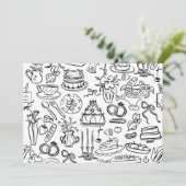 hand drawn wedding marriage vegan vegetarian einladung (Stehend Vorderseite)