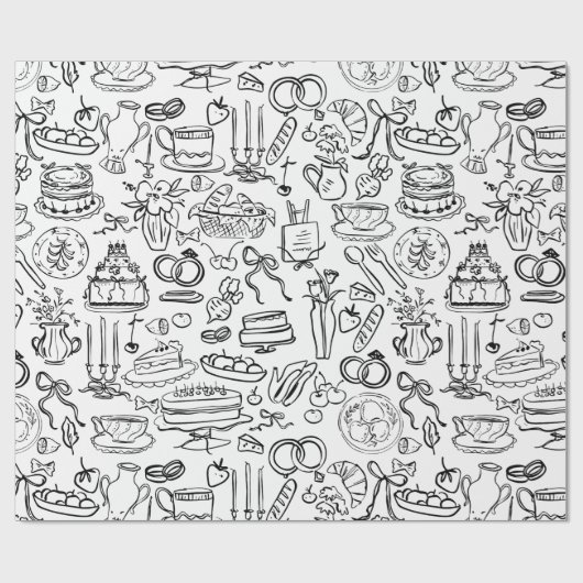 hand drawn wedding marriage vegan vegetarian geschenkpapier (Flach)