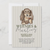 Hand Drawn Weenies and Martinis Dachshund Einladung (Vorderseite)