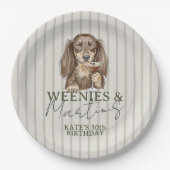 Hand Drawn Weenies and Martinis Dachshund Pappteller (Vorderseite)