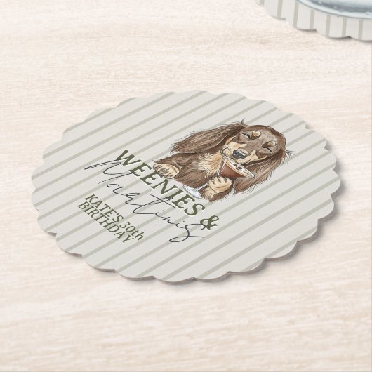 Hand Drawn Weenies and Martinis Dachshund Untersetzer (angewinkelt)