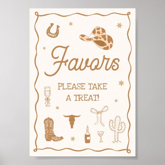 Hand Drawn Western Bridal Shower Favor Poster (Vorne)