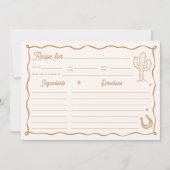 Hand Drawn Western Bridal Shower Recipe Card Einladung (Vorderseite)