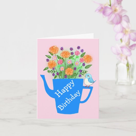 Hand-Drawn Whimsical Art Custom Birthday Karte (Orchidee)