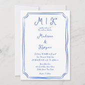 Hand Drawn Whimsical Blue French Wedding Einladung (Vorderseite)