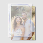 Hand Drawn Whimsical Blue French Wedding Pergament Einladungen (Versatz (Ehepaar))