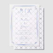 Hand Drawn Whimsical Blue French Wedding Pergament Einladungen (Versetzt (Einladung))