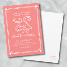 Hand Drawn Whimsical Bow Coral Wedding