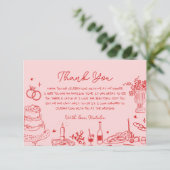 Hand Drawn Whimsical Brautparty Vielen Dank Begleitkarte (Stehend Vorderseite)