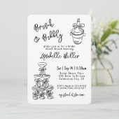 Hand Drawn Whimsical Bridal Shower Einladung (Stehend Vorderseite)