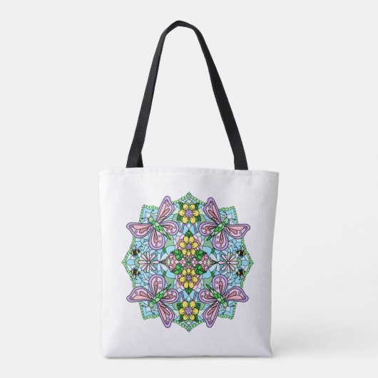 Hand Drawn Whimsical Butterfly Mandala Tasche (Rückseite)
