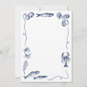 Hand Drawn Whimsical Coastal Navy Blue Wedding Einladung (Rückseite)