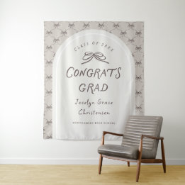 Hand Drawn Whimsical Congrats Grad Party Backdrop Wandteppich
