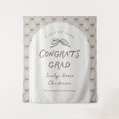 Hand Drawn Whimsical Congrats Grad Party Backdrop Wandteppich (Vorderseite)