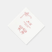 Hand Drawn Whimsical Doodle Red Wedding Serviette (Ecke)