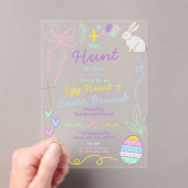 Hand Drawn Whimsical Doodles Easter Party Acryleinladungen (Insitu (Handheld))