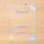 Hand Drawn Whimsical Doodles Easter Party Acryleinladungen (Vorderseite)