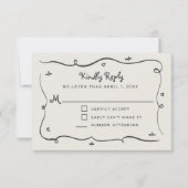 Hand Drawn Whimsical Doodles Wavy Frame RSVP Karte (Vorderseite)