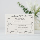 Hand Drawn Whimsical Doodles Wavy Frame RSVP Karte (Stehend Vorderseite)