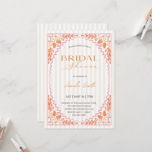 Hand Drawn Whimsical Flower Bridal shower Einladung (Vorderseite/Rückseite Beispiel)