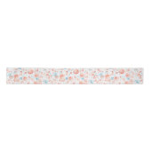 Hand Drawn Whimsical Flowers Dusty Blue and Pink Satinband (Vorderseite)