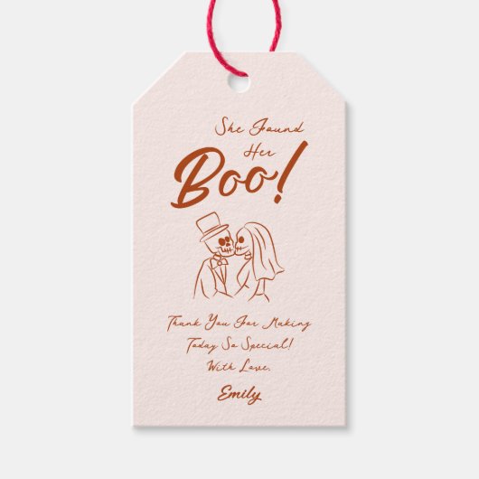 Hand Drawn Whimsical Halloween Hochzeit Geschenkanhänger (Vorderseite)