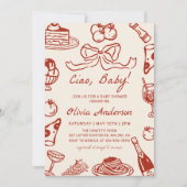 Hand Drawn Whimsical Italian Pizza Baby Shower Einladung (Vorderseite)
