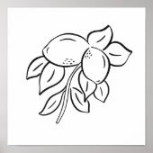 Hand-Drawn Whimsical Lemon Branch Art Poster (Vorne)
