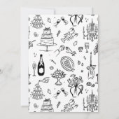 Hand-drawn whimsical line art wedding style einladung (Rückseite)