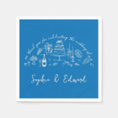 Hand-drawn whimsical line art wedding style serviette (Vorderseite)