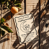 Hand Drawn Whimsical Moon wedding invitation Save The Date