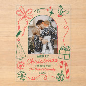 Hand Drawn Whimsical Photo Arch Christmas Card Acryleinladungen (Vorderseite)