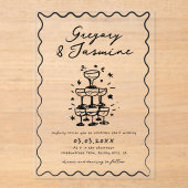 Hand Drawn Whimsical Quirky Handwritten Wedding Acryleinladungen (Vorderseite)