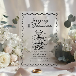 Hand Drawn Whimsical Quirky Handwritten Wedding Acryleinladungen
