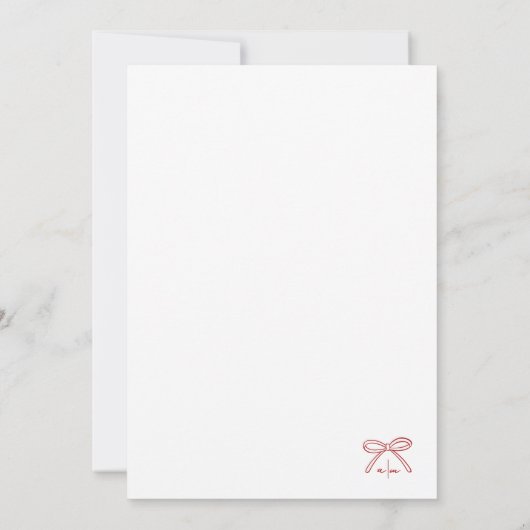 Hand Drawn Whimsical Red Bow Wedding Einladung (Rückseite)