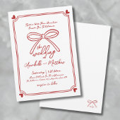 Hand Drawn Whimsical Red Bow Wedding Einladung