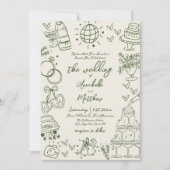 Hand Drawn Whimsical Retro Wedding Einladung (Vorderseite)