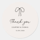 Hand Drawn Whimsical Ribbon danke Etikett Runder Aufkleber (Vorderseite)