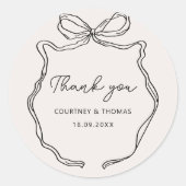 Hand Drawn Whimsical Ribbon danke Etikett Runder Aufkleber (Vorderseite)
