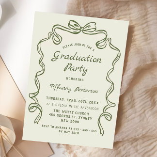 Hand Drawn Whimsical Ribbon graduation Einladung