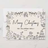 Hand Drawn Whimsical Vintag Frohe Weihnachten (Vorderseite)