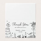 Hand Drawn Whimsical Wedding Danke (Außenseite Aufgefaltet)